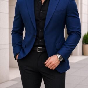 Xhaketë elegante blu navy për meshkuj