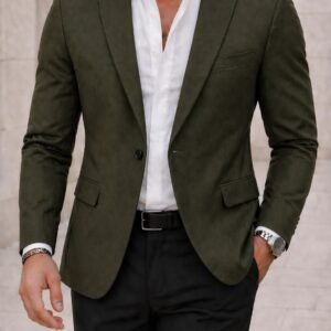 Sako Premium Mashkullor Olive – Slim Fit, Elegancë Natyrale Moderne