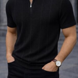 Koleksioni Polo Zip Texture për Meshkuj