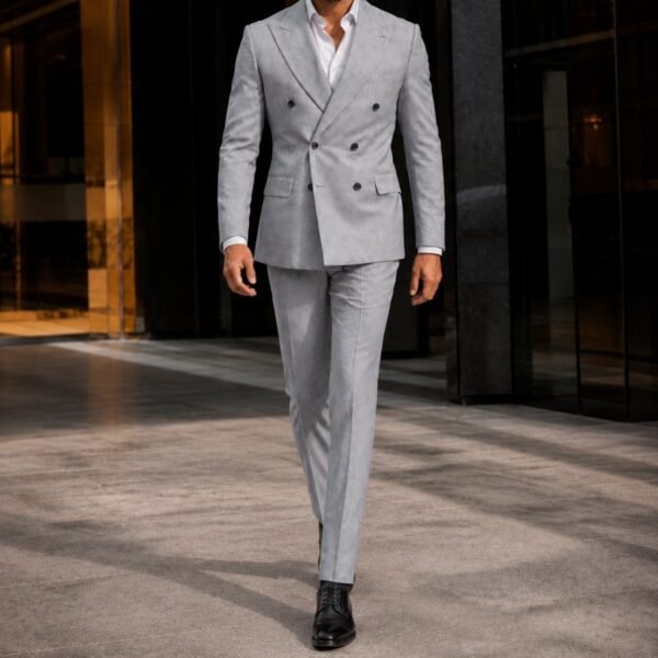 Kostum Premium Light Grey Double-Breasted