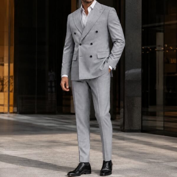 Kostum Premium Light Grey Double-Breasted