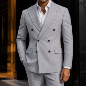 Kostum Premium Light Grey Double-Breasted