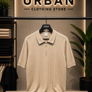Polo Zip Premium me Teksturë Vertikale