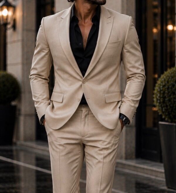 Kostum Beige Luxury Slim Fit – Premium Elegant Suit