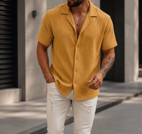 Këmishë Premium Summer Texture – Cuban Collar