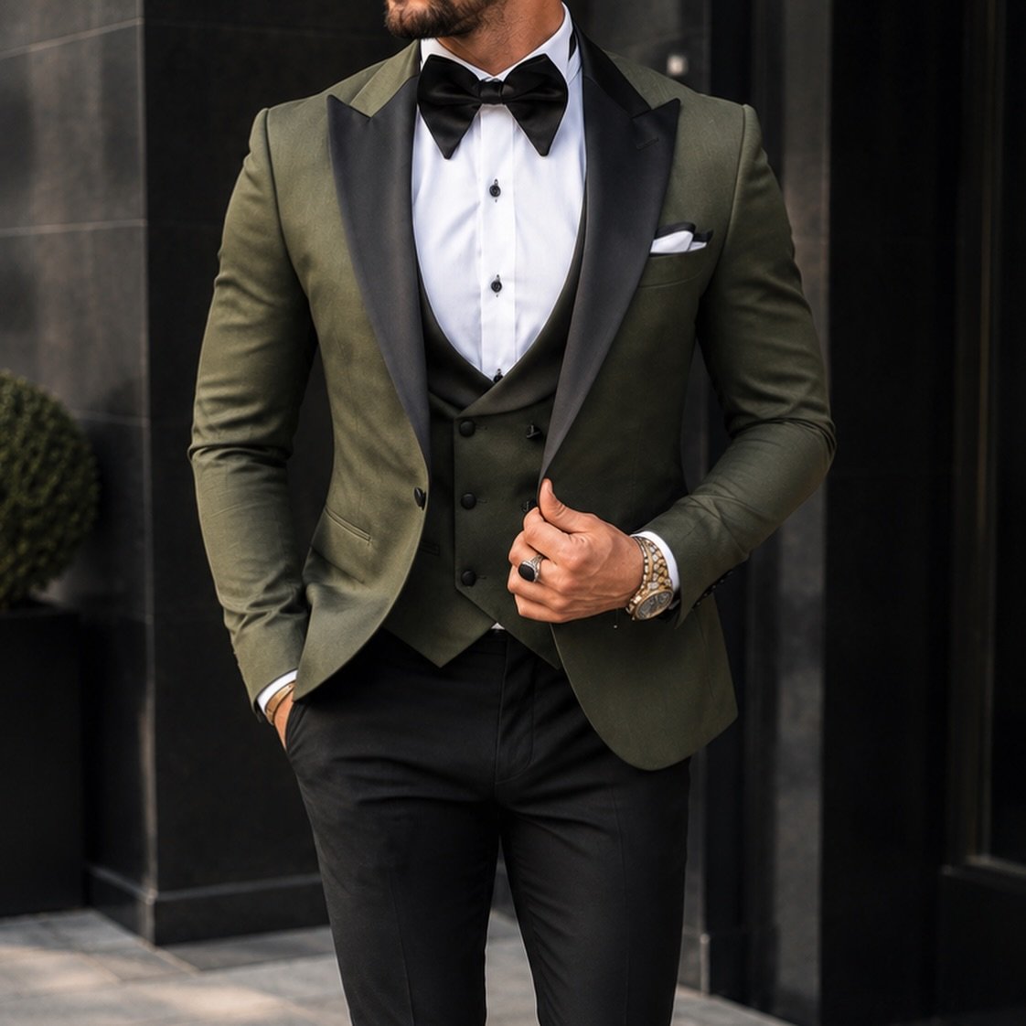 Kostum Premium Tuxedo Olive Black