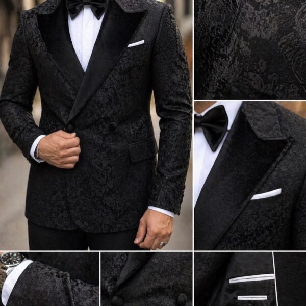 Kostum Tuxedo Luxury Black Jacquard – Premium Evening Suit