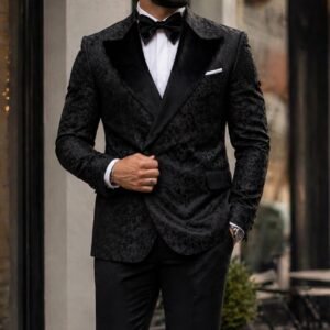Kostum Tuxedo Luxury Black Jacquard – Premium Evening Suit