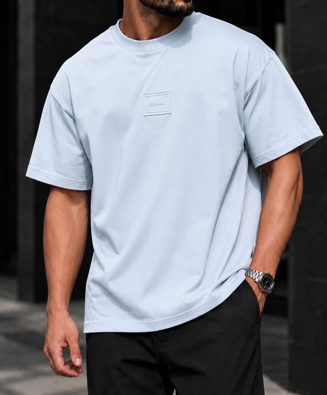 Maicë Premium Oversize “Clean Patch” | Baby Blue & Antracit
