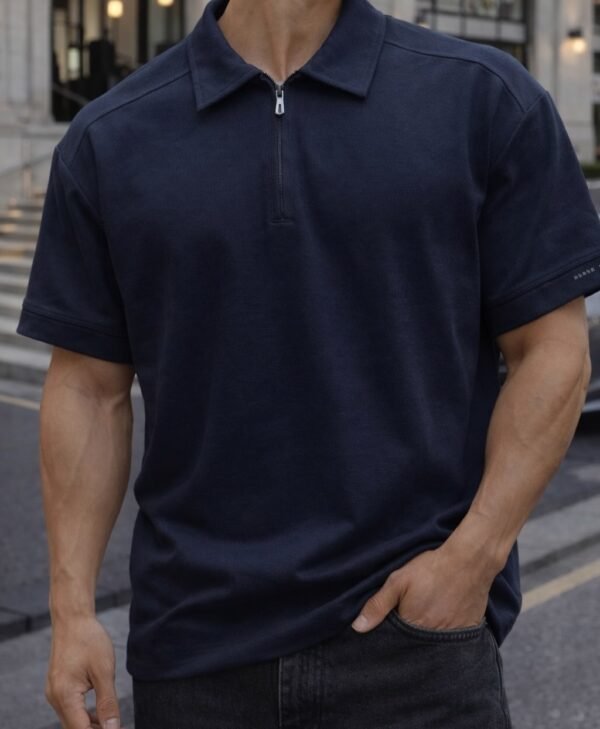 Polo Zip Premium Piqué – Modern Luxury Fit