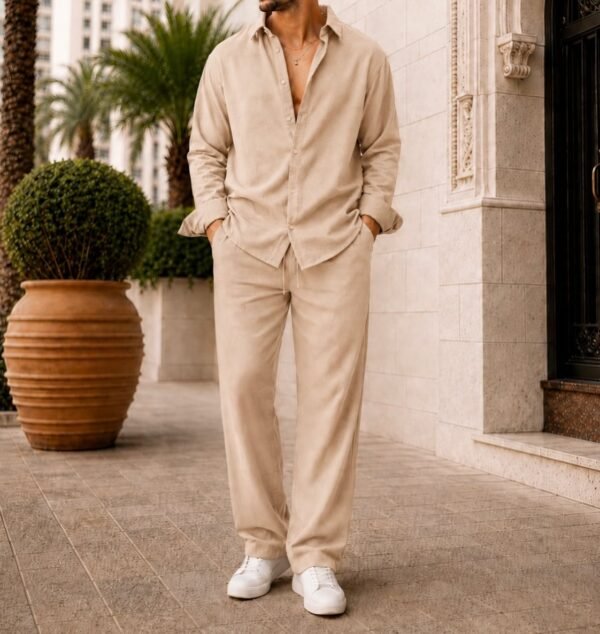 Koleksioni Linen Resort Set – Këmishë & Pantallona Premium
