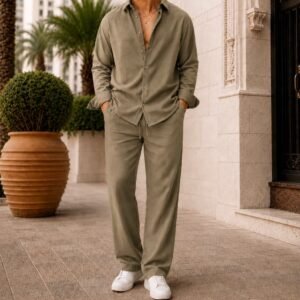 Koleksioni Linen Resort Set – Këmishë & Pantallona Premium