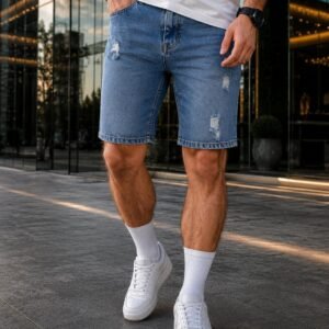 Shorts Denim Premium Light Blue – Ripped Style