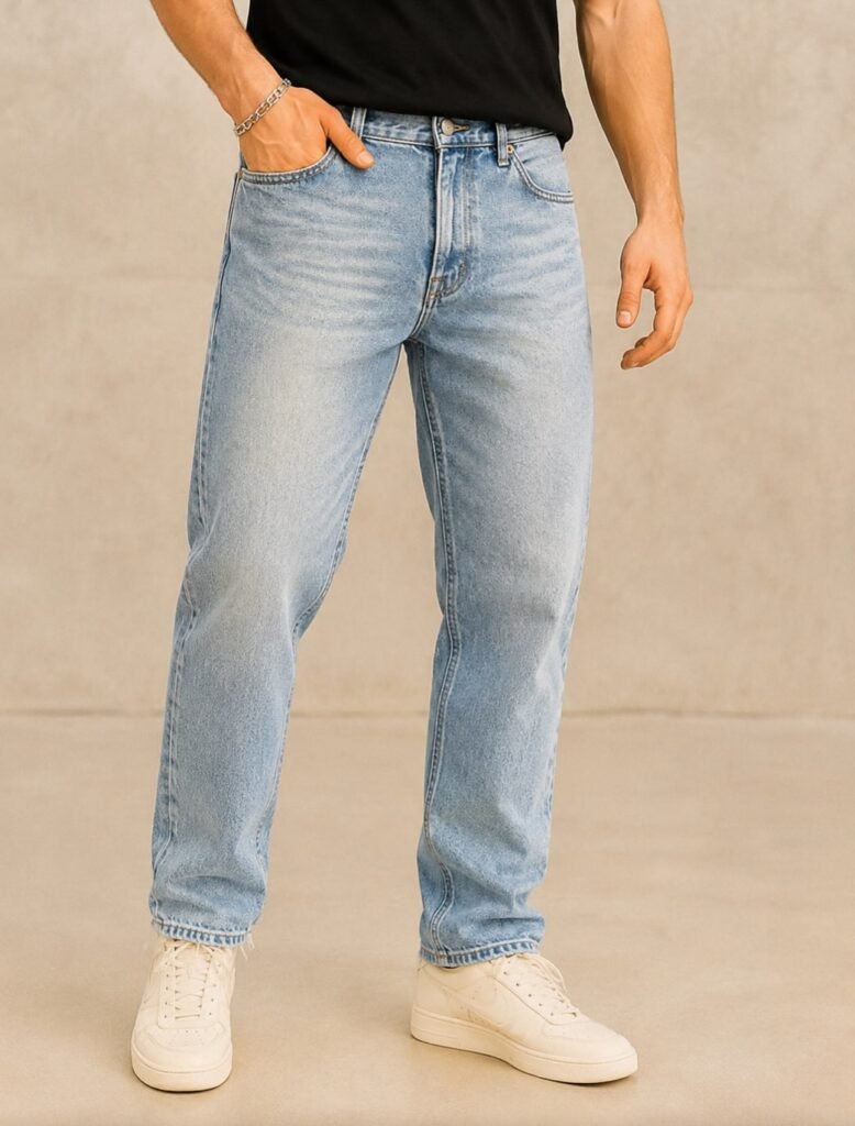 Urban Washed Light Blue Jeans – Relaxed Straight Fit