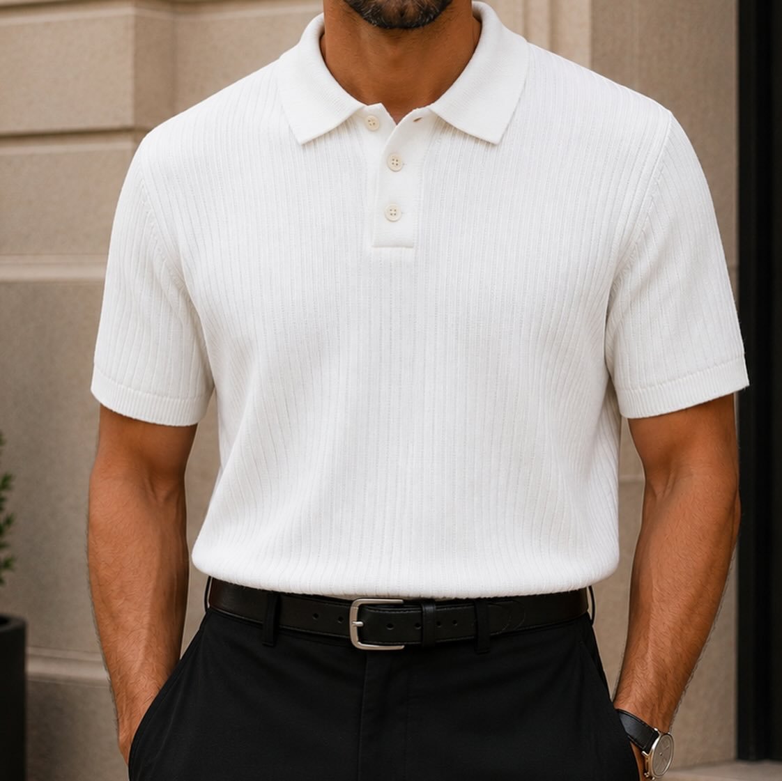 Maicë Polo Knit Premium me Teksturë