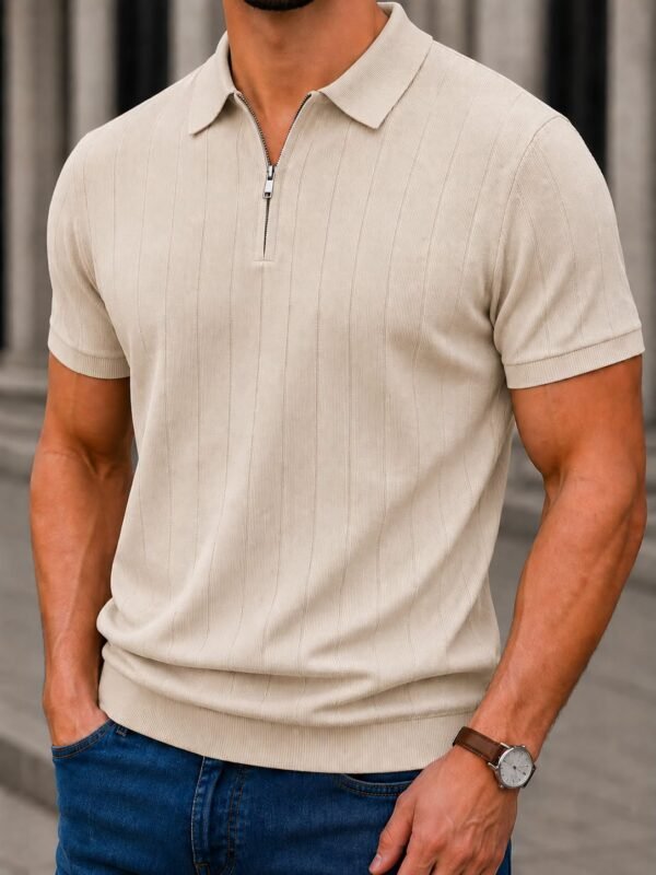 Premium Ribbed Zip Polo – Old Money Collection
