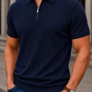 Premium Ribbed Zip Polo – Old Money Collection