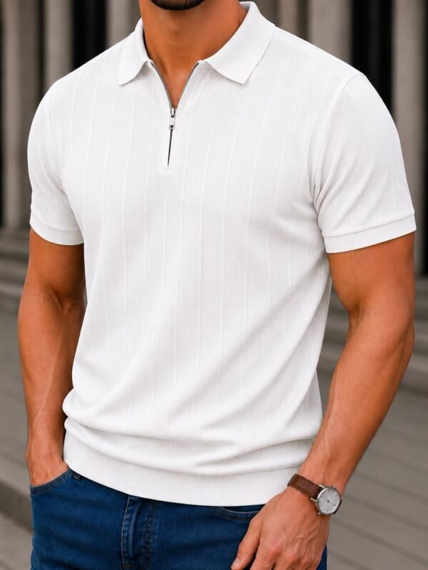 Premium Ribbed Zip Polo – Old Money Collection