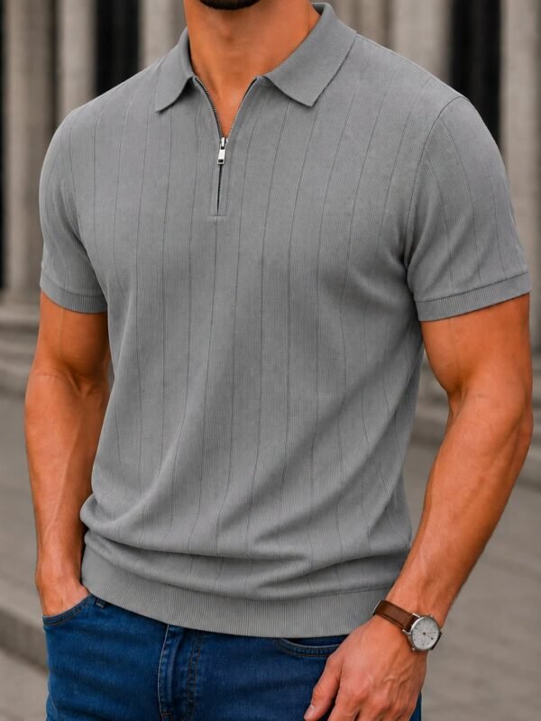 Premium Ribbed Zip Polo – Old Money Collection