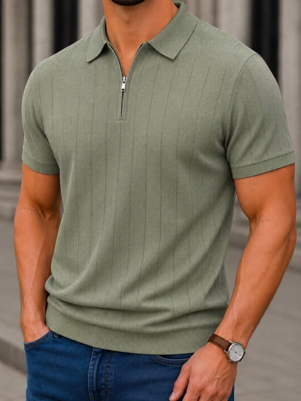 Premium Ribbed Zip Polo – Old Money Collection
