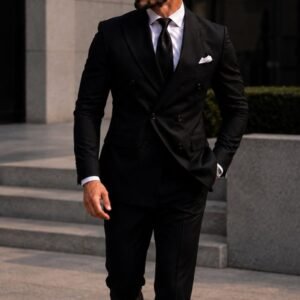 Kostum Premium Black Double-Breasted – Luxury Gentleman Edition