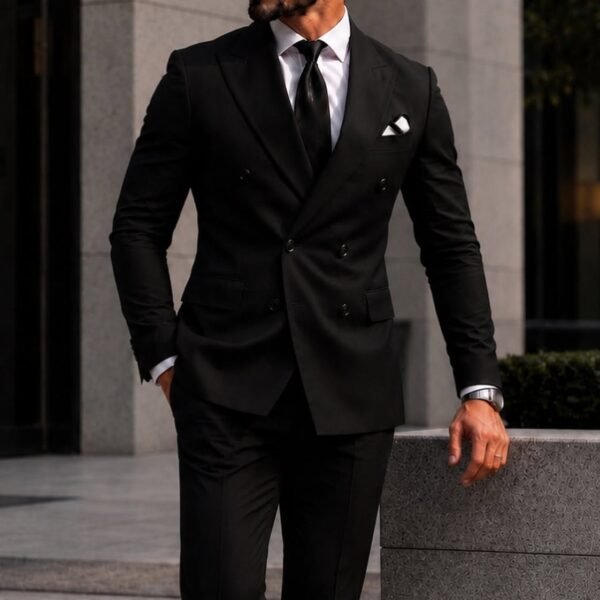 Kostum Premium Black Double-Breasted – Luxury Gentleman Edition