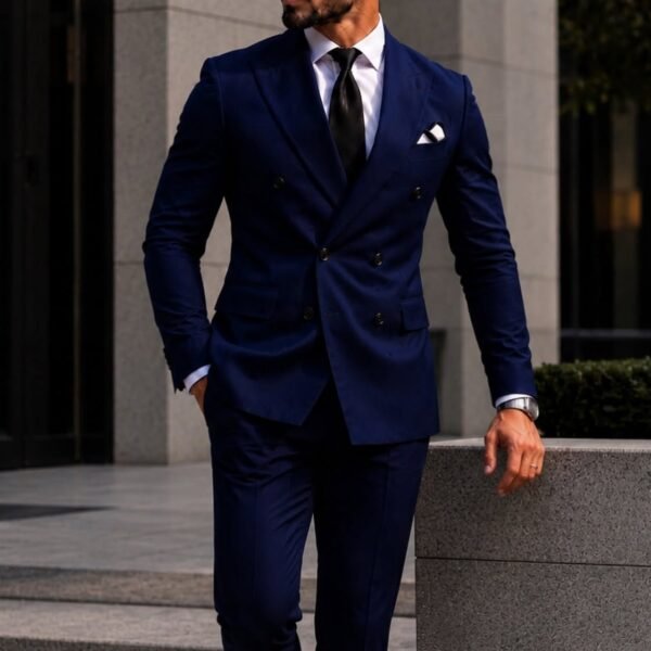 Kostum Premium Navy Blue Double-Breasted – Luxury Gentleman Edition