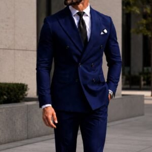 Kostum Premium Navy Blue Double-Breasted – Luxury Gentleman Edition