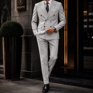 Kostum Premium Light Grey Double-Breasted