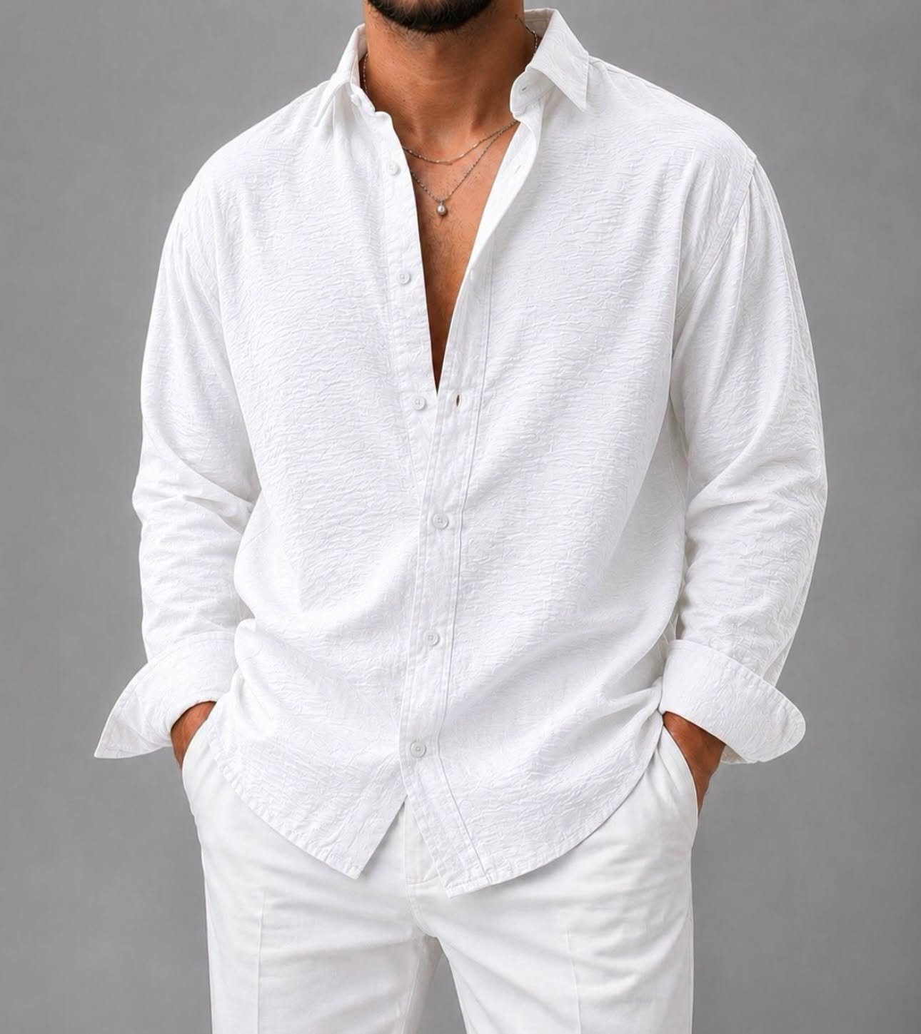 Këmishë Premium Texture – Linen Style