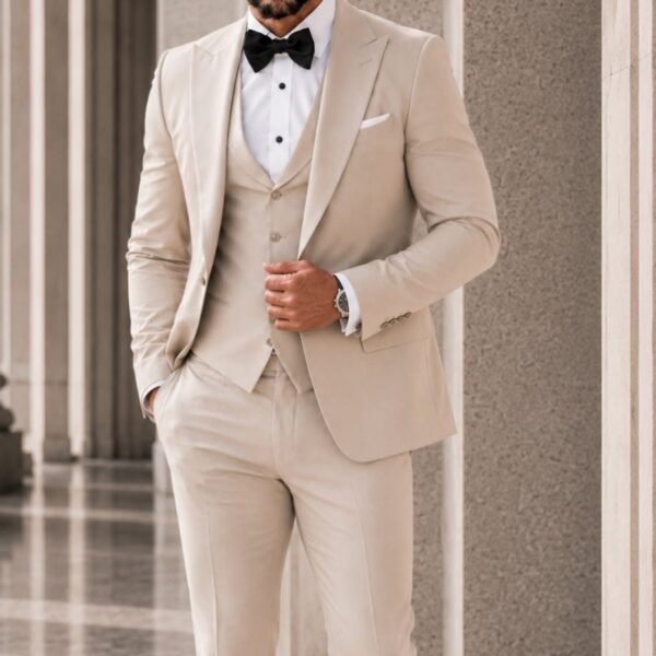 Kostum Premium Beige 3-Piece – Classic Ceremony Edition