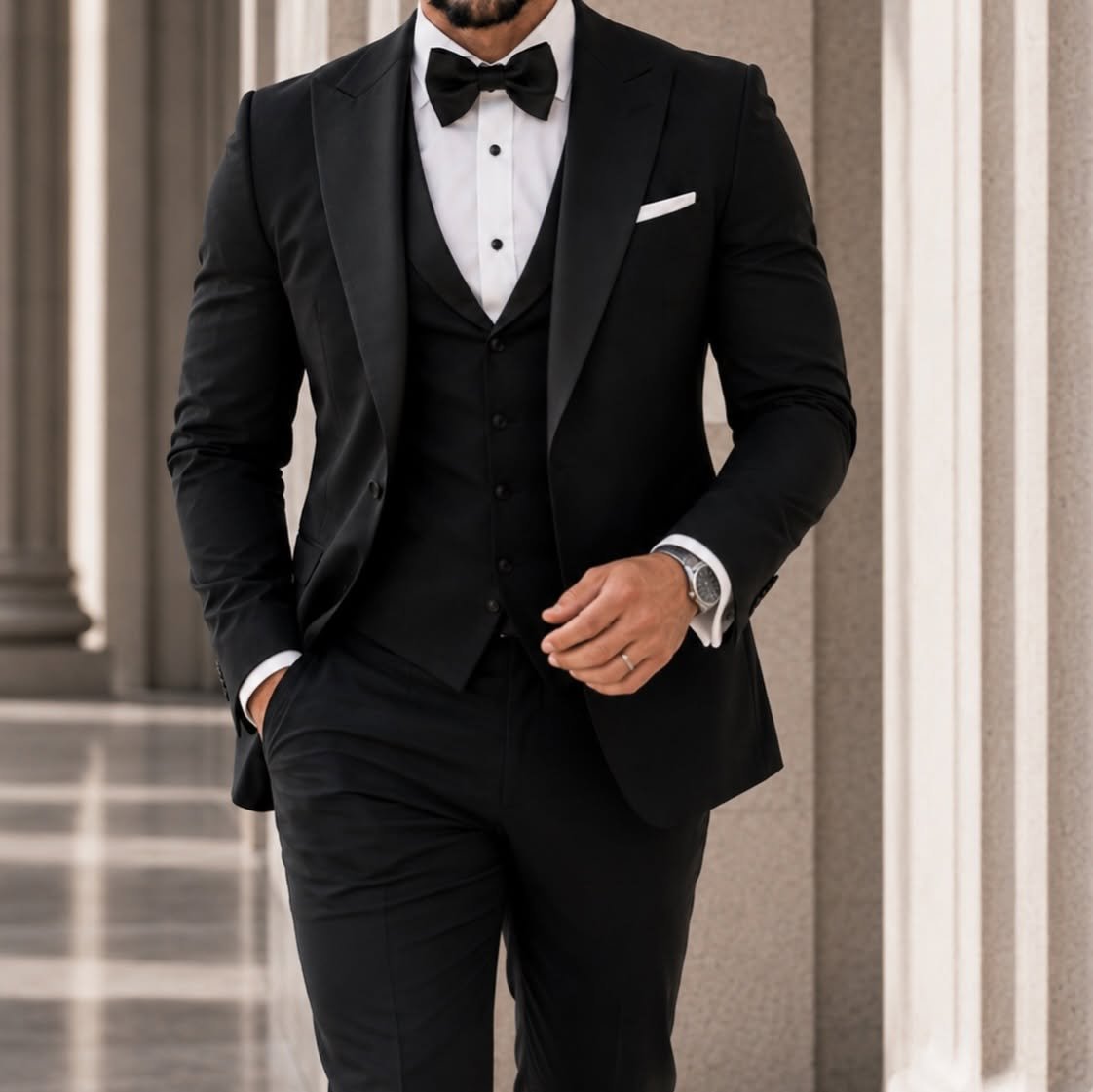 Kostum Premium Black Tuxedo 3-Piece – Luxury Ceremony Edition