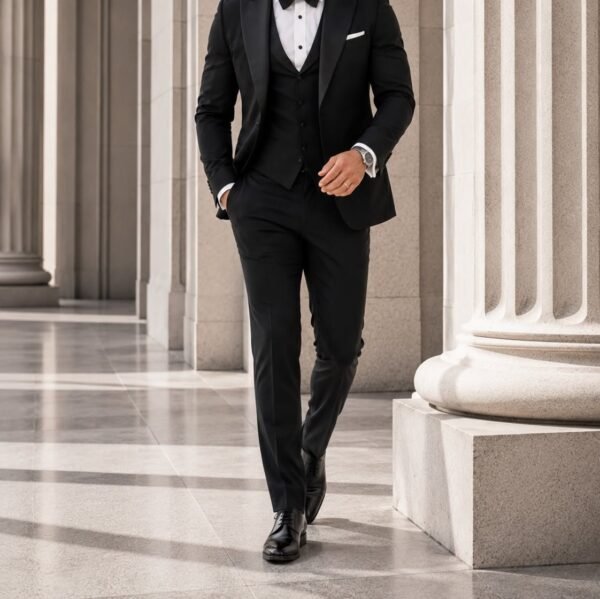 Kostum Premium Black Tuxedo 3-Piece – Luxury Ceremony Edition