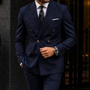 Kostum Premium Navy Double-Breasted