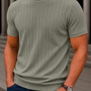 Premium Ribbed Knit T-Shirt – Elegancë Minimaliste