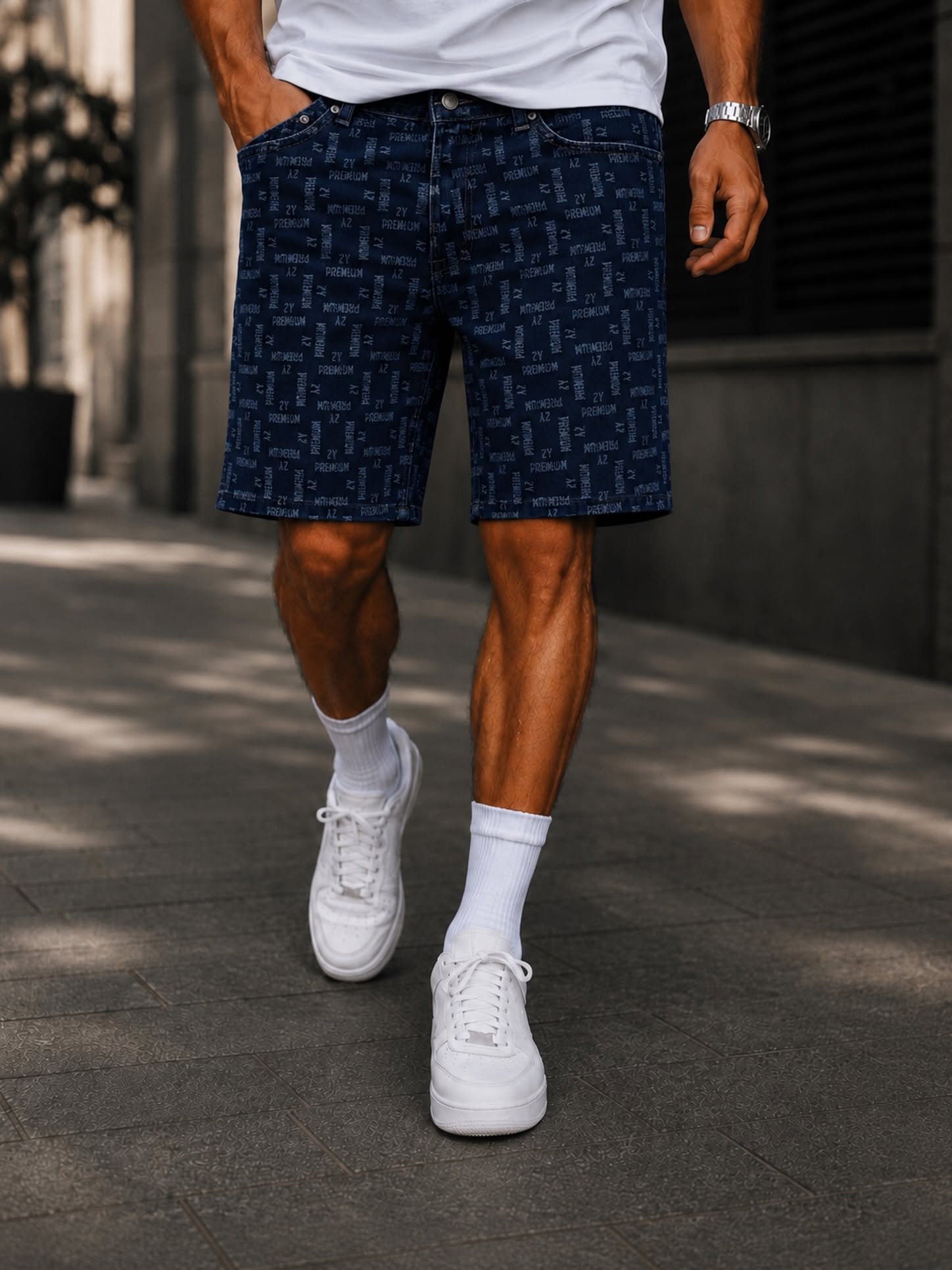 Shorce Premium Navy Blue Monogram