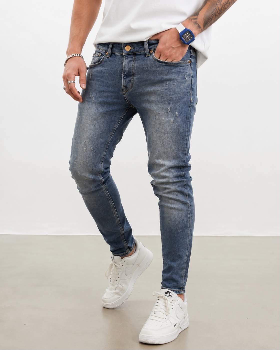 Urban Washed Slim Fit Jeans – Blue Denim
