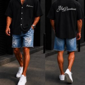 Set Premium Oversize “The Art Department” – Këmishë & Jeans Shorts
