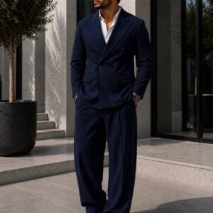 Kostum Premium Double Breasted Relaxed Fit – Navy Blue Edition