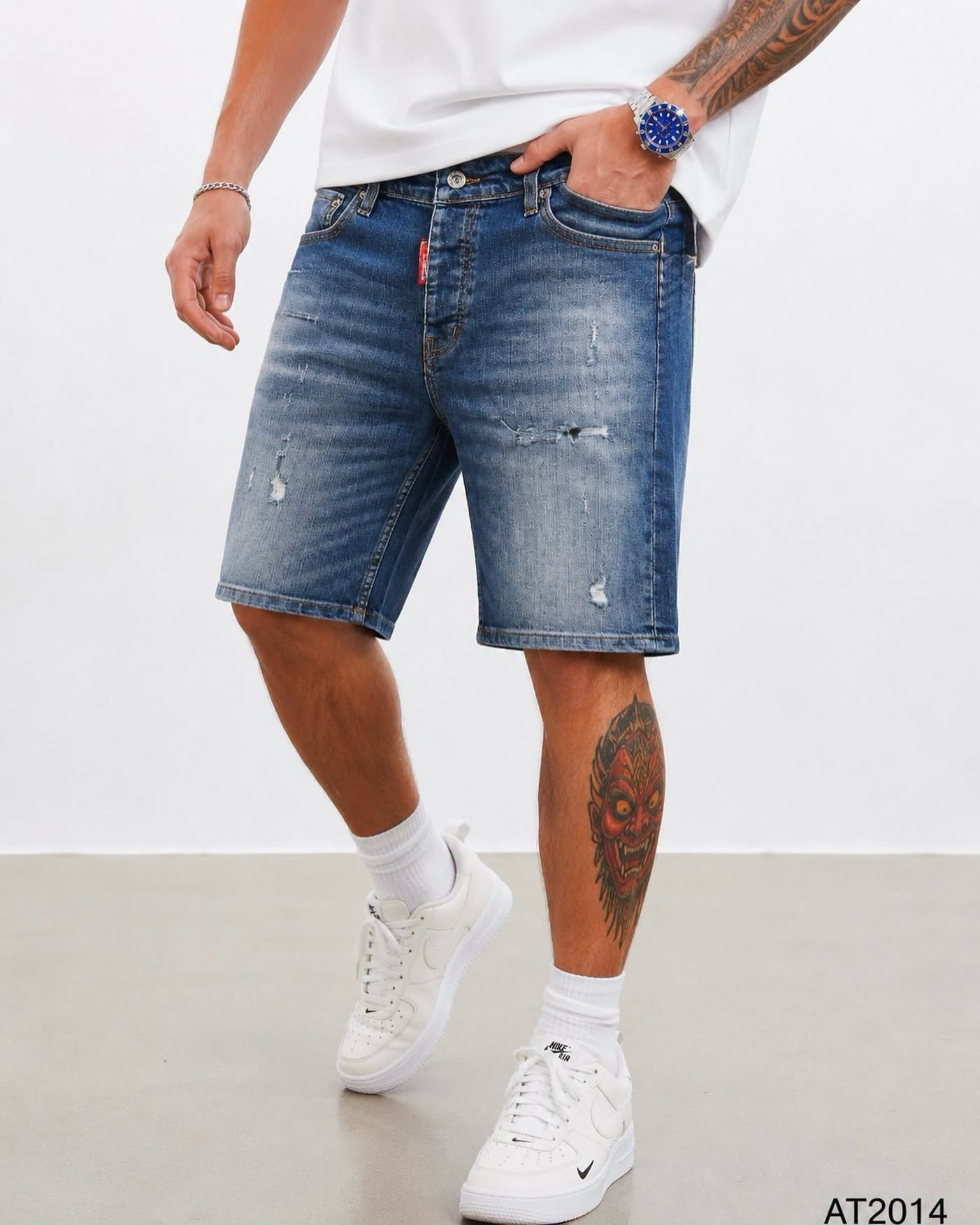 Shorce Denim Premium Blue Ripped Washed – Regular Fit