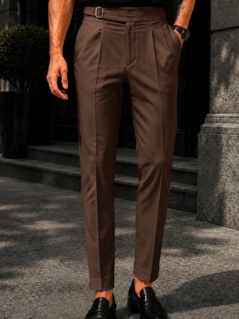 Pantallona Premium Italian Double Button – Brown Edition 🤎