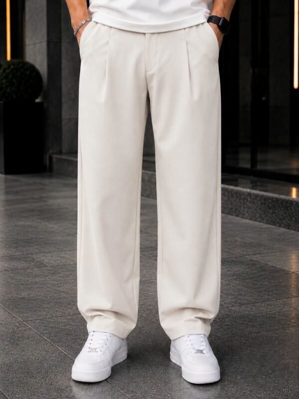 Pantallona Premium Relaxed Fit – Off White