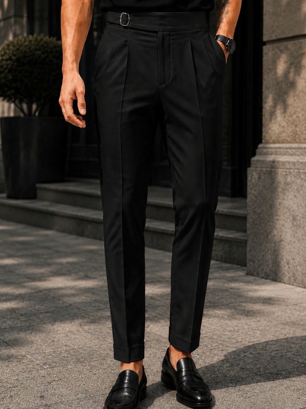 Pantallona Premium Italian Double Button – Black Edition 🖤