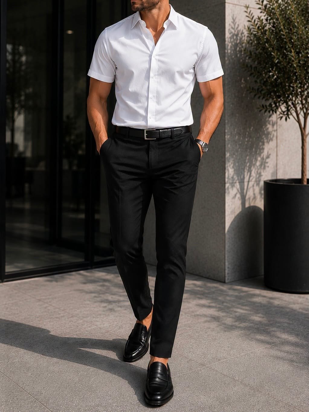 Outfit Premium Smart Casual – White & Black Edition