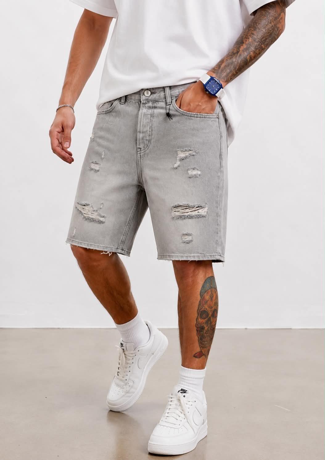 Shorce Denim Premium Distressed – Light Grey