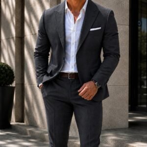 Kostum Premium Charcoal Grey – Executive Elegance