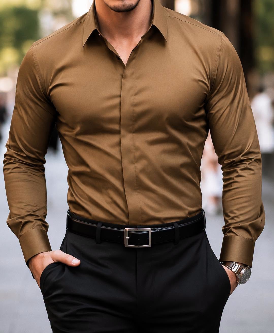 Këmishë Premium Mocha Brown – Modern Fit