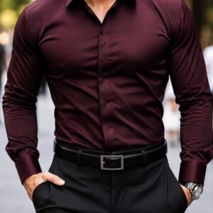 Këmishë Premium Burgundy – Modern Fit
