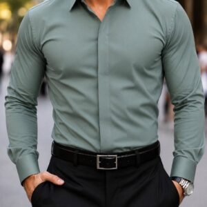 Këmishë Premium Olive Green – Modern Fit