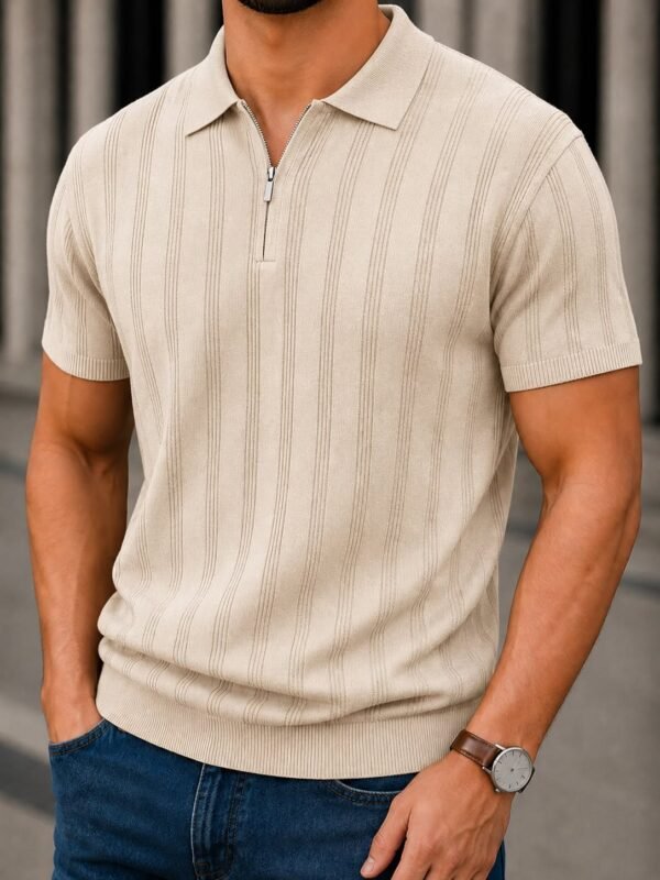 Polo Premium Knit me Zip – Vertical Texture